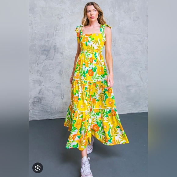 ❤️ FLYING TOMATO LINEN PORTOBAY MAXI DRESS, TROPICAL FLORAL PRINT, MEDIUM - Picture 7 of 16